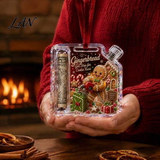 Christmas Money Holder Cash Gift Ornament, Acrylic for Cash, Holiday Funny Xmas Tree Hanging Decoration, Gifts Party Favors Reusable Ornament
