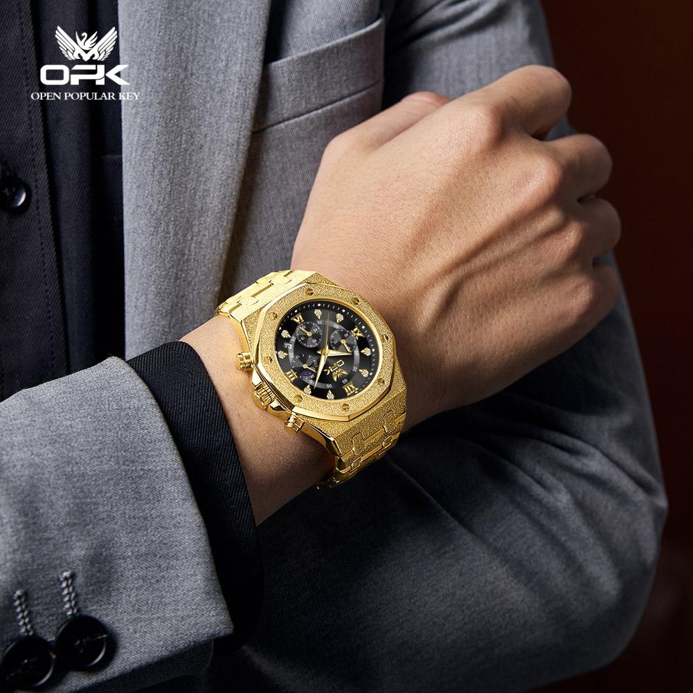 OPK Brand Modern Business Multifunctional Dial Steel Strip Men's Quartz Watch Waterproof Men's Watch 8196