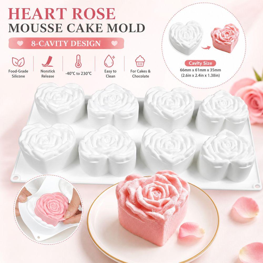 Heart Shaped Mousse Cake Mold Rose Dessert Mold Gift Silicone Cake Mold Valentine's Day