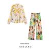 Kaslead New Women Clothes Western Style Fashion Simple Flower Shirts Trousers 8196019 8287850