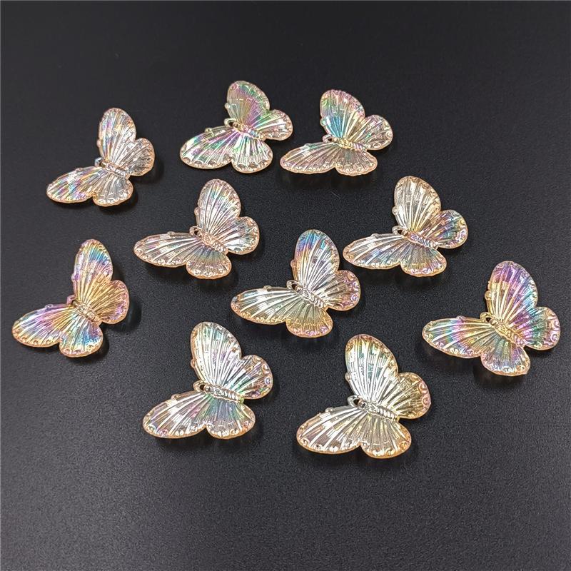 Креативные модные ювелирные изделия, аксессуары, сделай сам, материал для ожерелья, бусины-бабочки, изготовление браслетов, лазерные цветные бусины 30 * 23 мм, 10 шт.