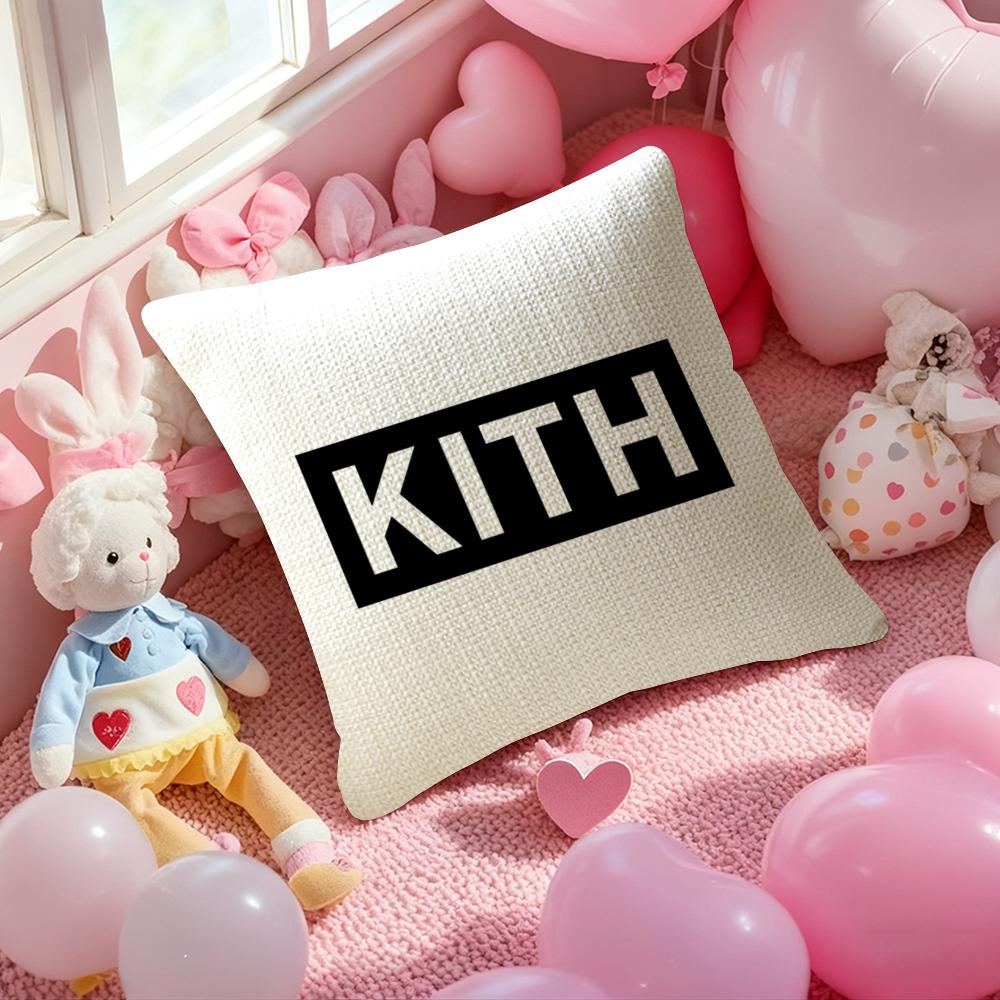 Classic Logo KKITH Pillow Case Antidustmite Pillowcase Invisible Zipper Silky Short Plush Sofa Cushion Cover