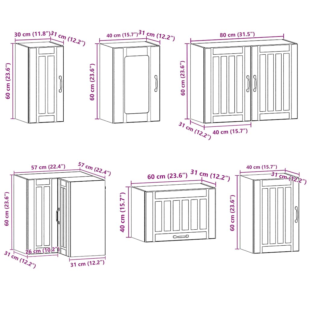 11 Piece Kitchen Cabinet Set Kalmar White Particleboard