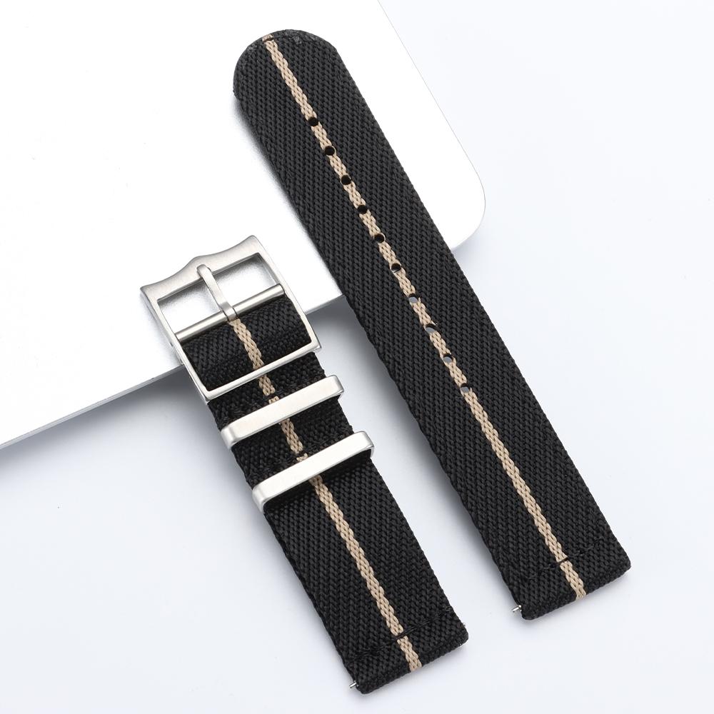 Ribbed Nylon Watch Strap for Omega 20mm 22mm Woven Nylon Watchbands for Seiko Men's Military Sport Breathable Wristwatch Band