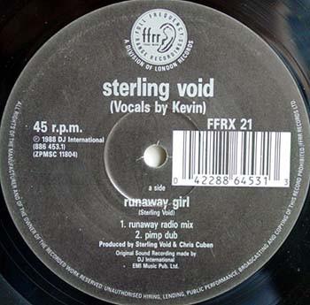 12-дюймовая пластинка STERLING VOID - Runaway Girl с песней It's All Right FFRX21 FFRR 1989 UK Dance & Electronica Б/у