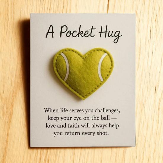 1/2/3Pcs Love Heart Tennis Pocket Hug with Positive Card Emotional Support Heart Shaped Ball
