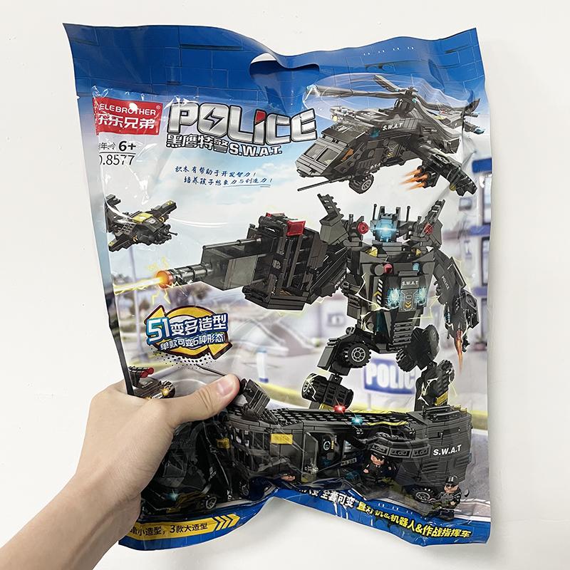 LELE Строительные блоки 700 шт. SWAT Block Toy Детские развивающие полицейские игрушки для мальчиков Кирпичи