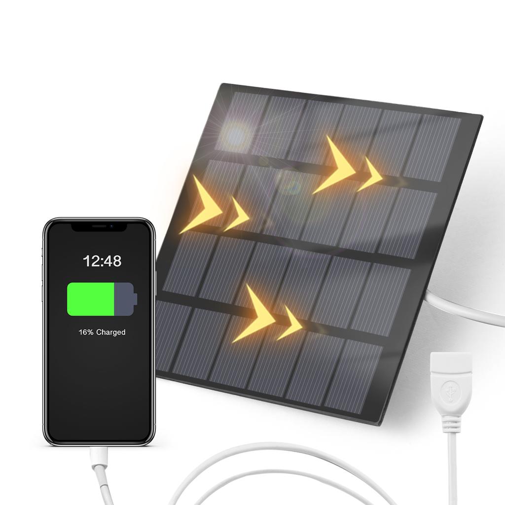 1.5W 6V Portable Solar Charger Waterproof Solar Panel Charger for Camping with USB Interface for