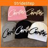 Acrylic Knitted Beanie Hat For Women Men With Letter Embroidery Warm Winter Cap For Casual Wear