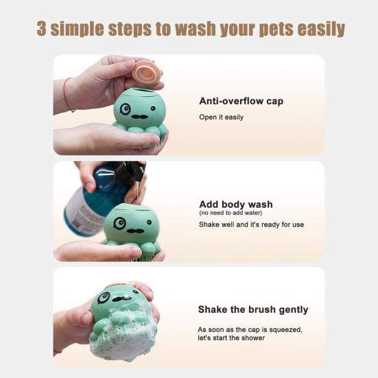 Щетка для ухода за собаками, дизайн «Осьминог», щетка для купания домашних животных, силиконовая щетка для душа для собак, успокаивающая массажная расческа для собак и кошек с длинной или короткой шерстью