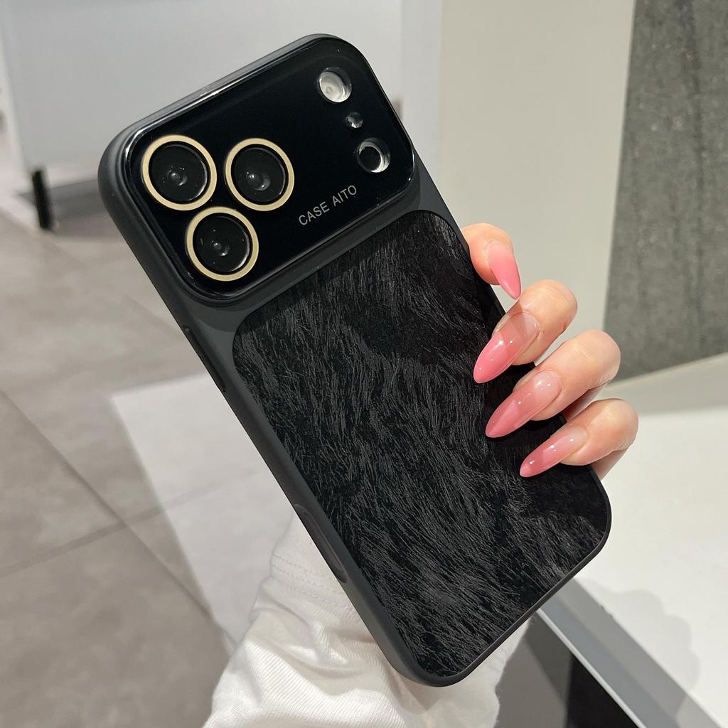 Текстурированный шифоновый чехол для телефона iPhone 14/15/16/17 Pro Max с большим окном