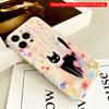 2DFlat Black Cat in Colorful Flower Garden All inclusive film hard iPhone case, compatible with iPhone 18 Pro Max 17 16 15 14 13 12 11