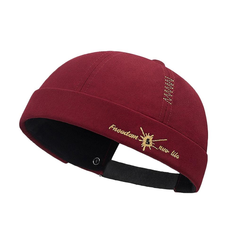 Fashion Hip Hop Beanie Street Hat Letter Embroidery Cotton Skullcap Adjustable Solid Color Melon Beanie Cap for Men Women