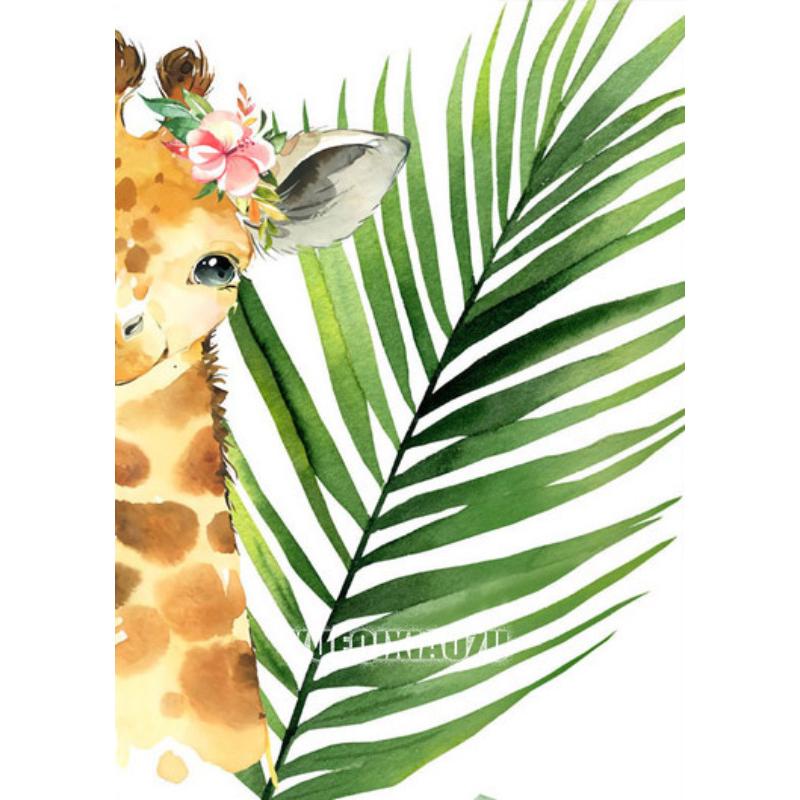 Мультяшное Животное Алмазная Живопись Растительный Лист Лев Зебра Жираф Слон Алмазная Вышивка Крестиком Подарок для Малышей Детей Домашний Декор