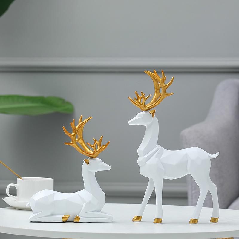 Nordic Resin Origami Elk Ornament for Living Room Decoration - Housewarming Gift