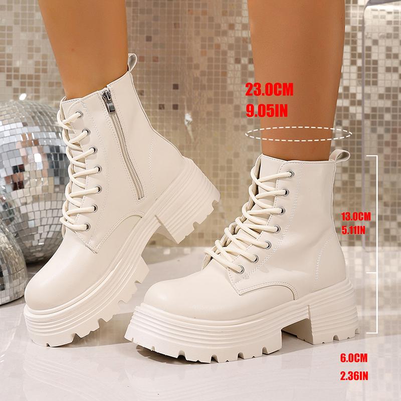 Модные массивные ботильоны на платформе для женщин, толстая подошва, нескользящие, черные, в стиле милитари, женские, осенняя мода, искусственная кожа, женские ботинки 2025