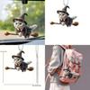 Minimalist Acrylic Flat Surface Car Charm With Magical Cat Riding Broom Design For Auto Interior Decoration