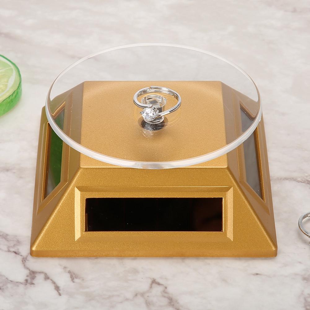 Витрина на солнечной батарее, вращающаяся на 360 градусов, органайзер для ювелирных изделий, стенд для демонстрации (Золото)