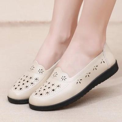 Мода 2024 Женская обувь Слипоны Женские балетки Осень Круглый носок Полые Дышащие Однотонные Мягкая подошва Повседневные Балетки Удобная обувь