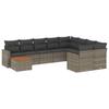10 piece Garden Sofa Set with Cushions Grey Poly Rattan