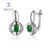 Natural Zambia Emerald Clasp Earring Oval 4*6mm Green Natural Gemstone Fine Jewelry 925 Sterling Silver for Women