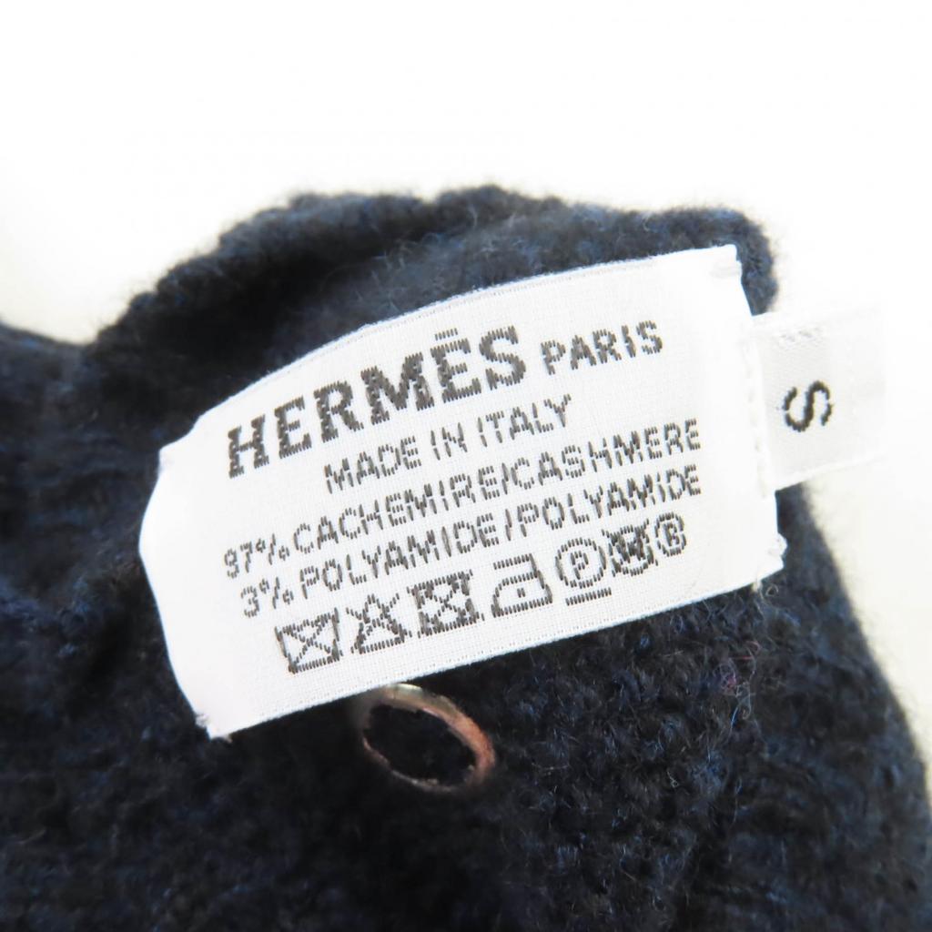 Pristine HERMES gloves Serie Metal Knit Navy cashmere Women S Used