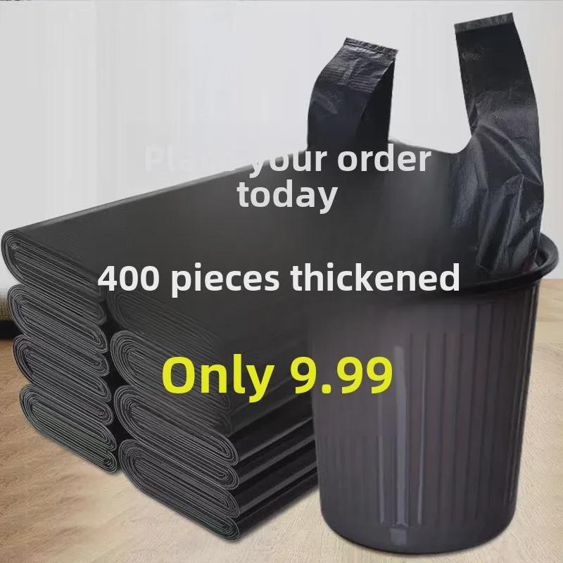 Большие плотные черные одноразовые мусорные мешки в стиле жилета