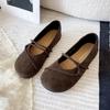Round Toe Retro Brown Flat Shoes For Woman Elegant Woman Soft Sole Flat Boat Shoes 2024 Autumn Outdoor Ladies Mary Jane Shoes