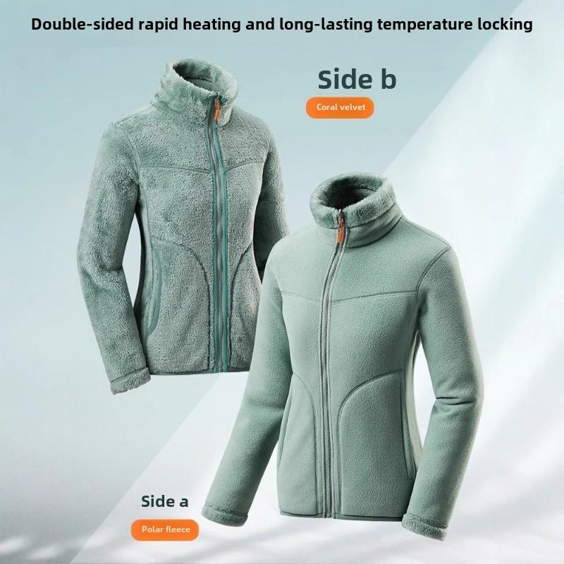 Outdoor Fleece Jacket Polar Fleece Double-sided Wear Thick Coral Fleece Jacket for Women