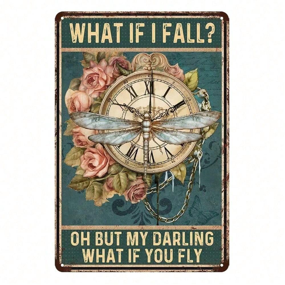 Vintage Metal Tin Sign Dragonfly Wall Art 8x12 Inch Retro Decor for Home Pub Garage