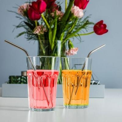 Металлические многоразовые соломинки с щеточкой для чистки (2 соломинки