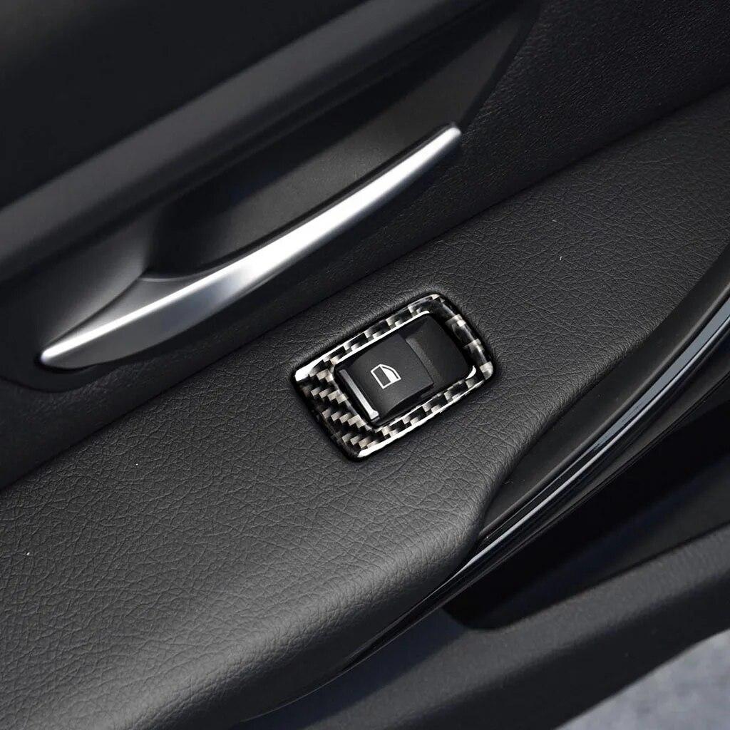 4pcs Carbon Car Window Switch Button Panel Decor Trim Sticker for BMW F20 F21 F30 F34 F20 1 2 3 Series GT Interior Accessories