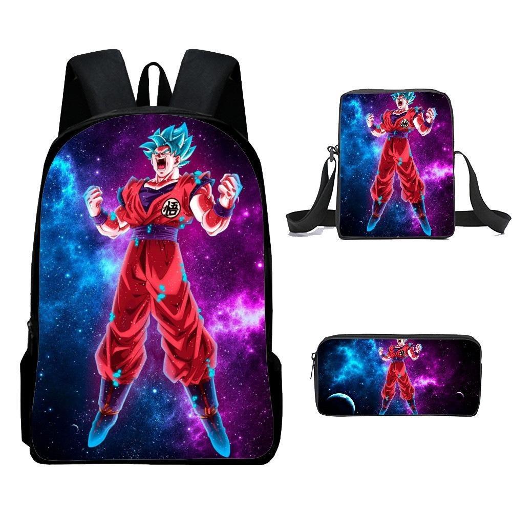 Рюкзак Dragon Ball Рюкзак в стиле кросс-бордер Ретро школьный рюкзак Мультяшный набор из трех предметов Dragon Ball