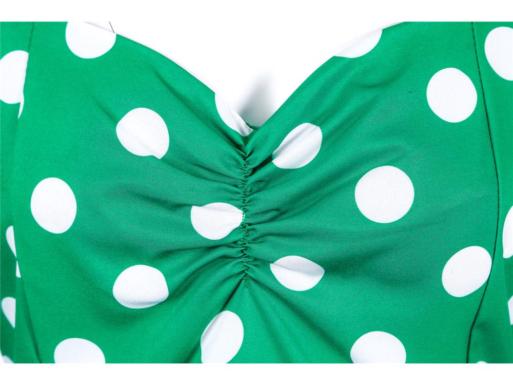 2021 Retro Polka Dot Print Swing Dress with Belt - Casual & Slim Fit