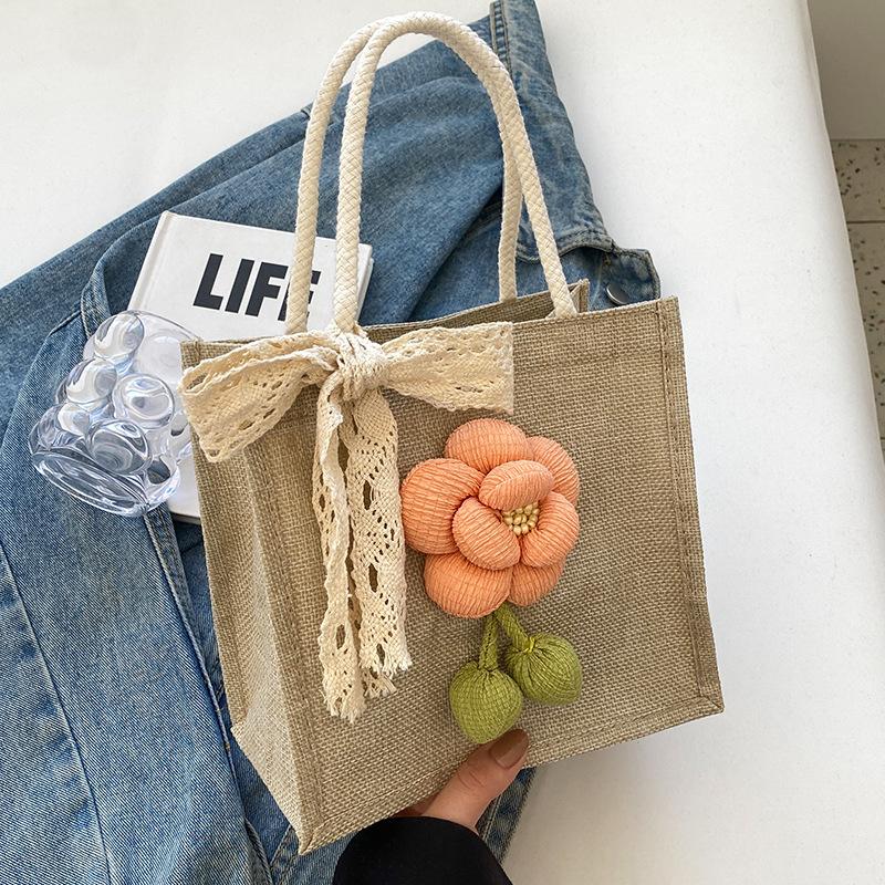Linen Handbag Bag Women's High Sense Versatile Gift Bag Fashion Go Out Lunch Box Handbag