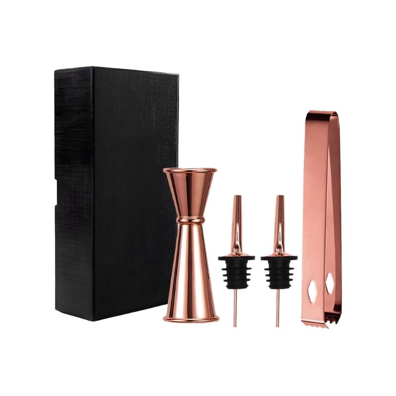 Premium Nonrust Steel Bartending Tool Set With Ice Tongs Pour Spouts And Measuring Cup For Home Pubs Cocktails Making