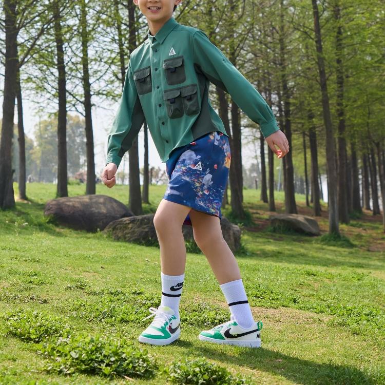 Nike Court Borough Удобные Повседневные Нескользящие Прочные Низкие Детские Кроссовки Детские Кроссовки Белые Зеленые HF5750-101