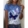 New O-neck 3d Butterfly Print T-shirt Women's Summer Fashion Short-sleeved Blouse Oversized Summer Clothing