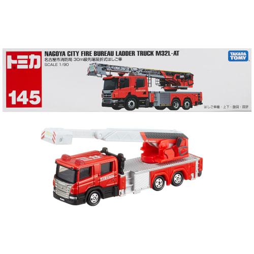 TAKARA TOMY ``Tomica Long Type Tomica No. 145 Nagoya City Fire Department 30m Class Folding Tip Ladder Truck'' Mini Car, Car, Toy, 3 Years Old and Old