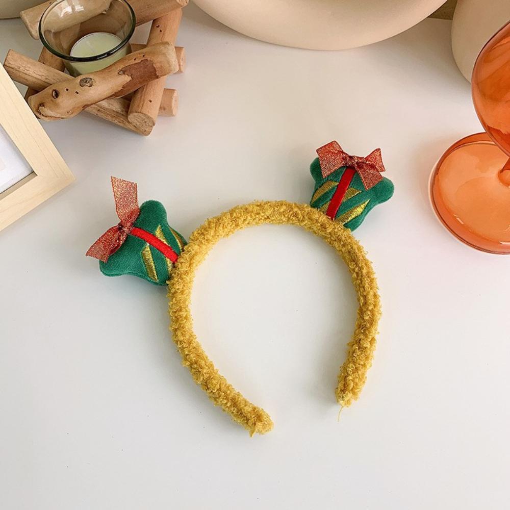 Милый плюшевый обруч для волос в виде лося, женский рождественский наряд, высокая повязка на голову с рогами оленя, пряничный человечек, осенне-зимнее средство для мытья лица