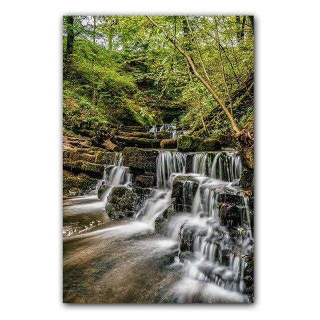 Пейзаж Картина Маслом Лес Водопад Река Красивая Природа Пейзажи Холст Картина Офис Коридор Украшение Дома Фреска Без Рамки