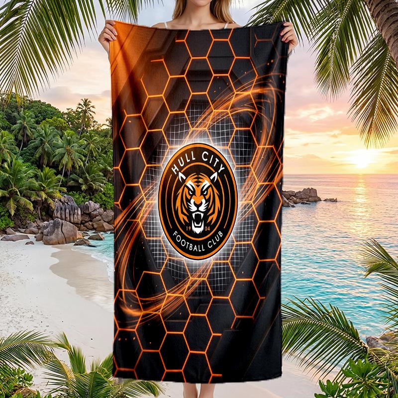 Пляжное полотенце Hull City Football Мягкое из микрофибры Летнее полотенце Быстросохнущее Впитывающее полотенце для пляжа Бассейна Путешествий