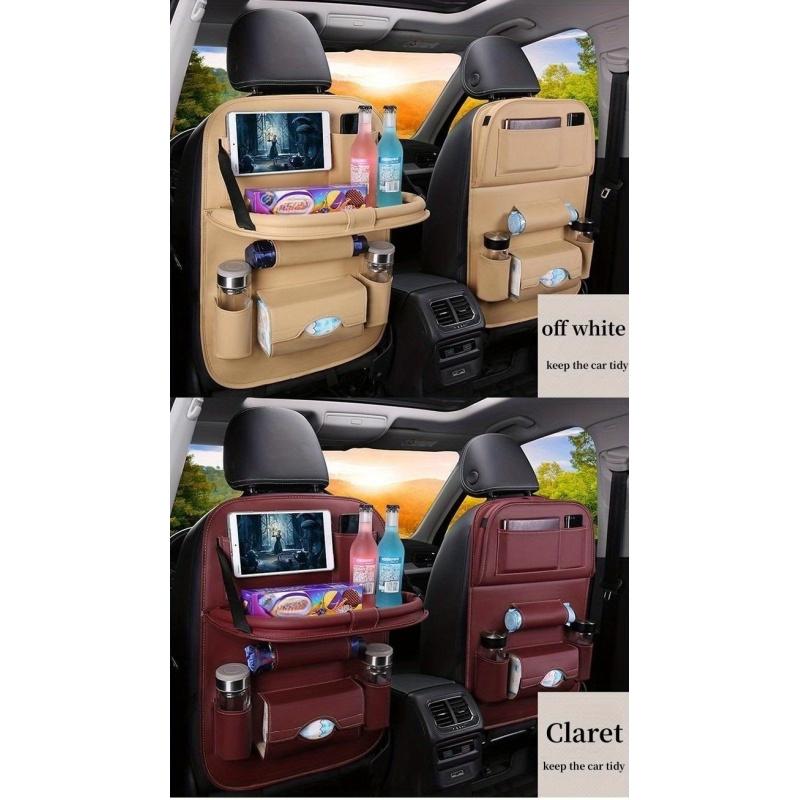 Premium All-in-One Car Back Seat Organizer Foldable Table, Kick Mats, Tissue Box, Cup & Umbrella Holders, Laptop Station, and Car Eating Tray