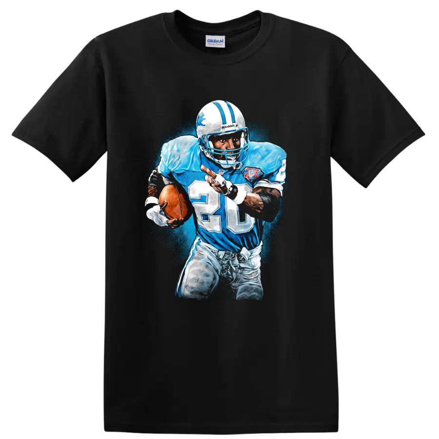 Barry Sanders Football T Shirt Detroit Lions Running Back Action Tee