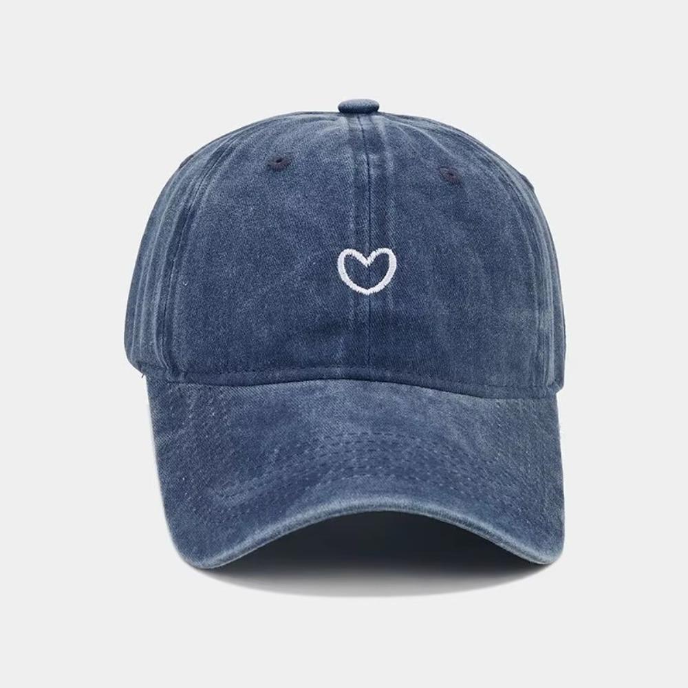 Washed Cotton Sun Hat Embroidered Love Sunscreen Cap Casual Baseball Cap Women Men