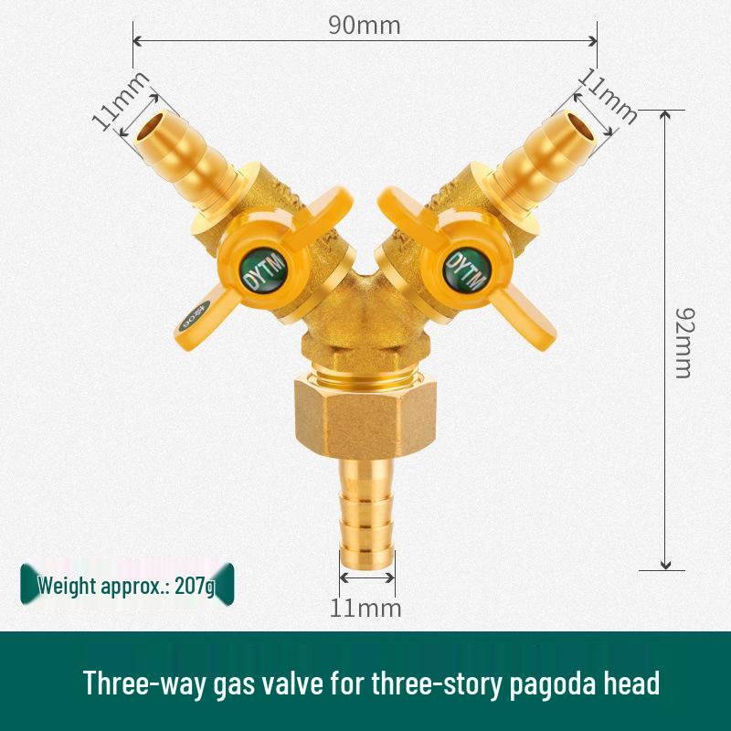 Shieldyun Gas Three-Way Valve with Switch for Natural Gas Meter Pipeline - Ball Valve Connector