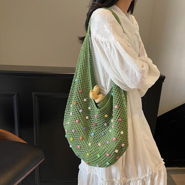 Сумка-хобо большой вместимости, плетеная, женская, летняя, новая, для покупок, соломенная, для пляжа, для отпуска на море