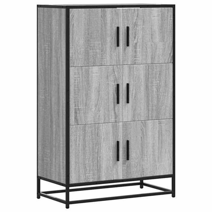 VidaXL Highboard Sonoma Grey 68x35x106.5 Cm Engineered Wood and Metal, Sideboard, Tall Storage Cabinet, 849072