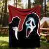 1 шт. Плед с принтом Ghostface Scream для улицы, фланелевый - HD-печать, легкий, мягкий, теплый, всесезонный, для дивана, кровати, путешествий, кемпинга 034