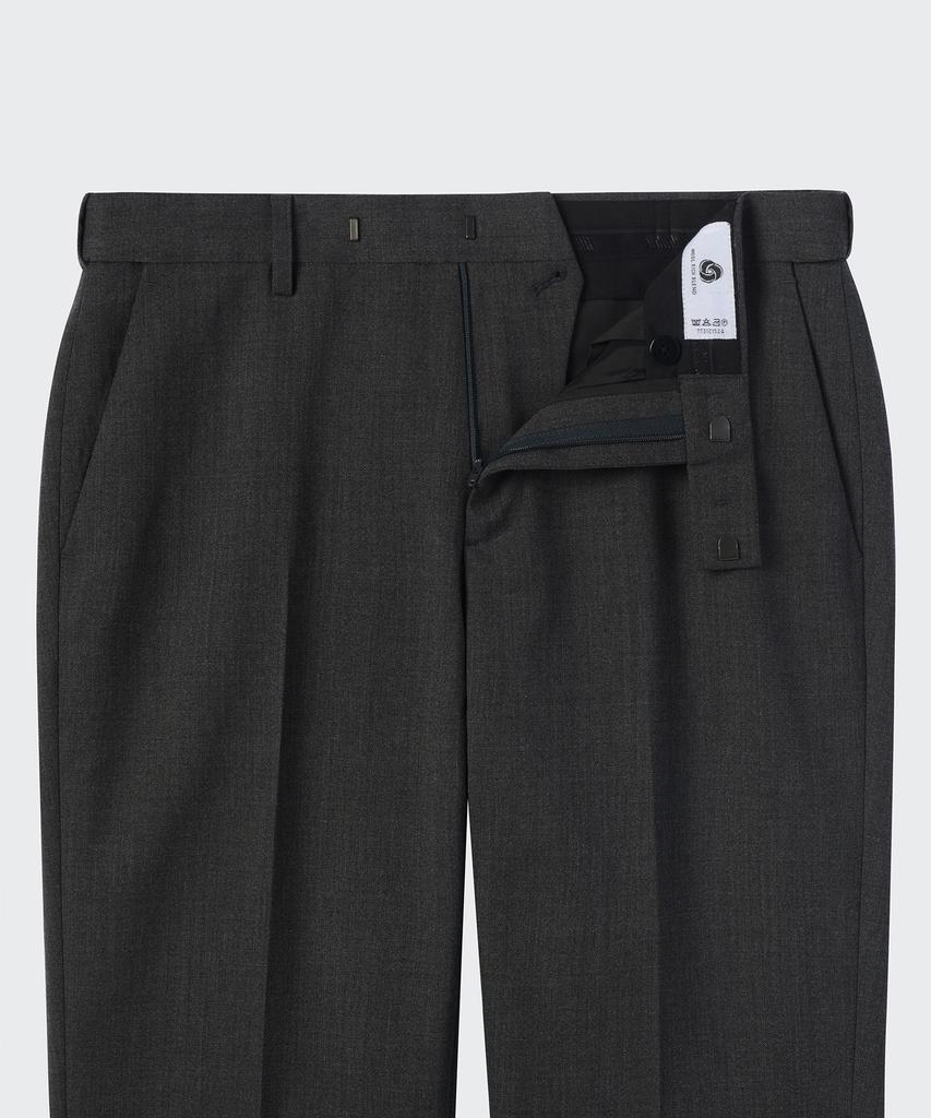 MUSINSA STANDARD Wool Blend Tapered Hidden Elastic Waist Length Slacks [Medium Gray]